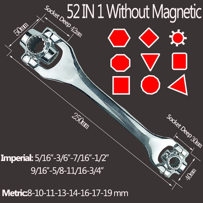 48 in 1 Wrench Socket Works with Spline Bolts Torx 360 Degree 6-Point Universial Furniture Car Repair Spanner Hand Tools