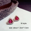 Fashion Geometric Rose Red Crystal stone Long Drop Earrings Square Oval Cubic Zirconia women Party Weddings Hanging Earrings