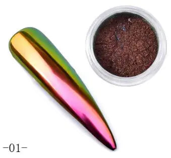 0.2g/ Box Glitter Magic Mirror Dust Powder Chameleon Aurora Nail Art Chrome Pigment Nail Decoration