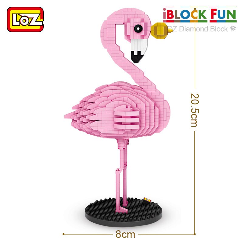 LOZ Diamond Blocks Flamingo Toy Pink Bird Action Figure Colorful Cartoon Animals Educational Bricks DIY Kids Children Gift 9205