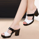 GKTINOO Fashion Women's Shoes Patent Leather Slippers Female Sandals Casual Slip-On Fretwork Cut-Outs Mixed Colors