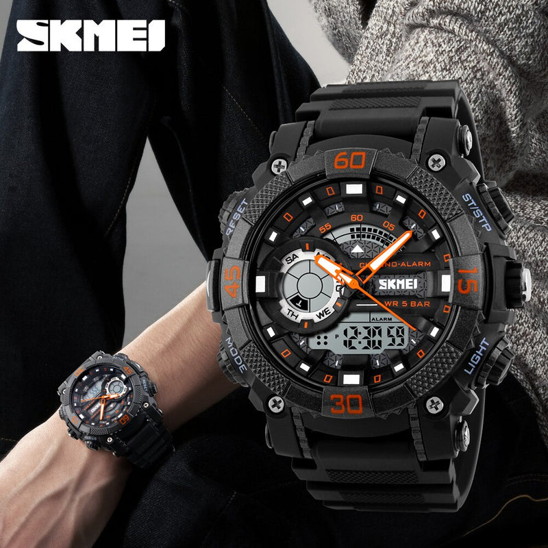 SKMEI Fashion Dial Outdoor Sports Watches Men Electronic Quartz Digital Watch 50M Waterproof Wristwatches Relogio Masculino 1228