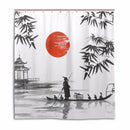 100% Polyester Fabric Shower Curtain Japanese Painting Man With Boat Pattern Print Bathroom Decorative Shower Bath Curtains