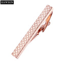 Luxury Rose Gold Color Tie Bar Cuff links Set Polished Twist Pattern Cufflinks 2 Button