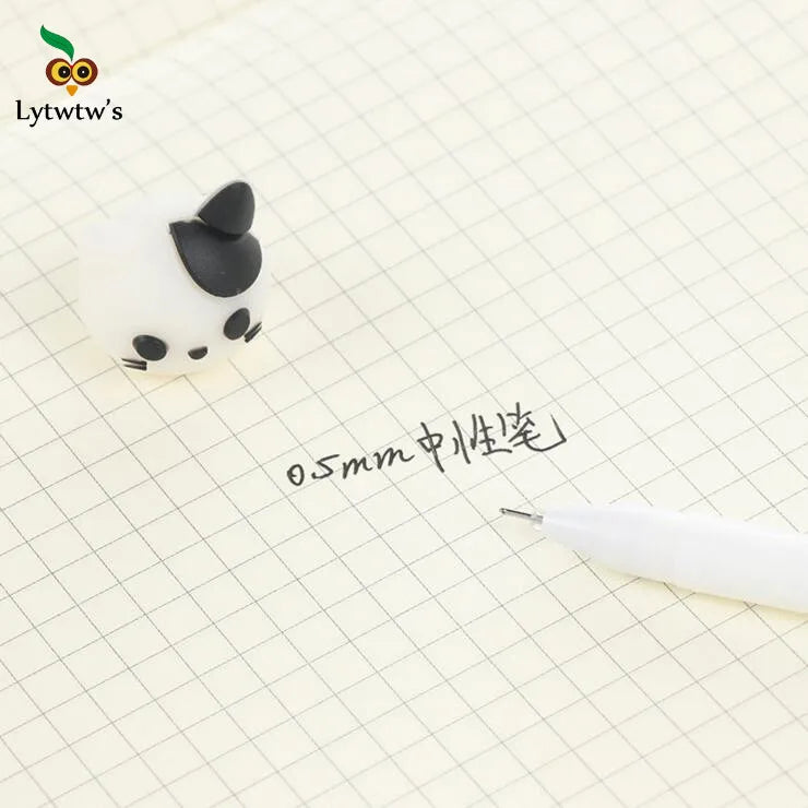 1 Pcs Lytwtw's Cartoon Cat Claw Paw Kawaii Cute School Supply Office Stationery Gel Pen Handles Creative sweet black cat lovely