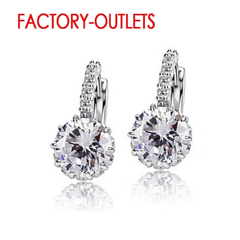 Fast Shipping Luxury Colorful Genuine 925 Sterling Silver Jewelry AAA Cubic Zirconia Hoop Earrings For Women Factory Price