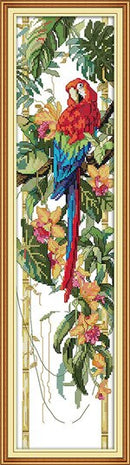 The Parrot and Flowers DMC Cross Stitch 14CT 11CT DIY Needlework Counted Chinese Cross-stitch Kits For Embroidery a Cross Crafts