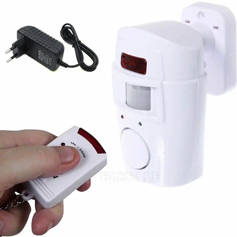 Wireless PIR Motion Sensor Detector Alarm With 2 Remote Control Power Adapter For Home Shed Garage Caravan Alarm Security System