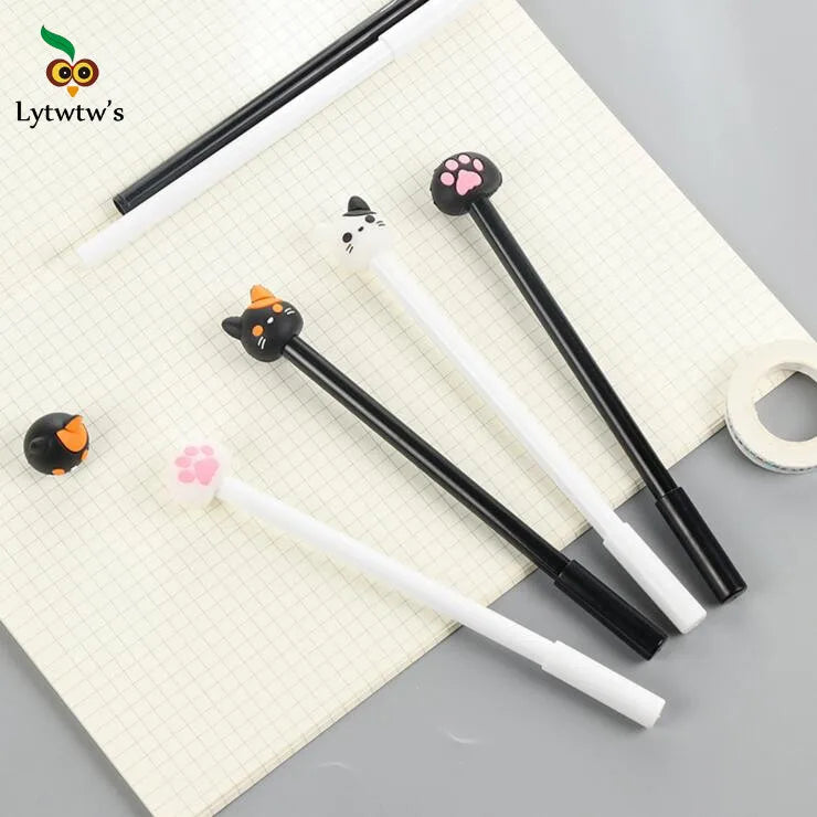 1 Pcs Lytwtw's Cartoon Cat Claw Paw Kawaii Cute School Supply Office Stationery Gel Pen Handles Creative sweet black cat lovely