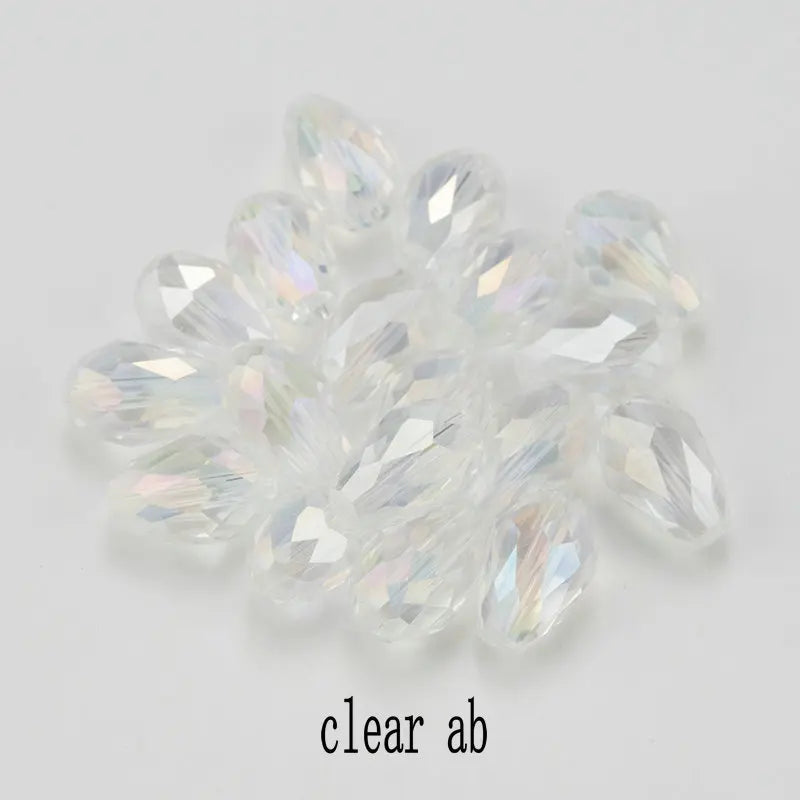 60/70PCS 8/10mm Crystal Tear Drop Shape Beads for Jewelry Making Waterdrop AB Glass Beads Loose Jewellery Beads DIY Bracelets