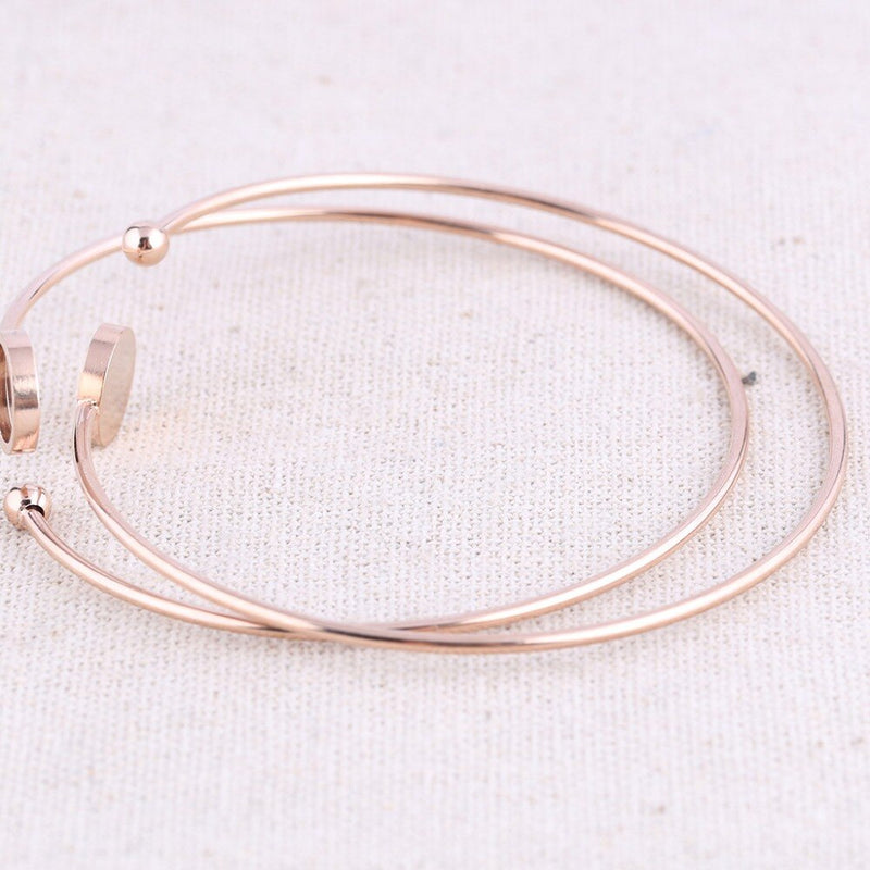 reidgaller 5pcs rose gold plated stainless steel 8mm cabochon bracelet base blanks diy cuff bangle bezel settings for jewelry