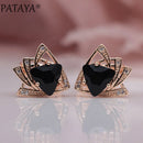 PATAYA New Arrivals 585 Rose Gold Color Triangular Cubic Zirconia Dangle Earrings Women Wedding Party Earring Fine Cute Jewelry