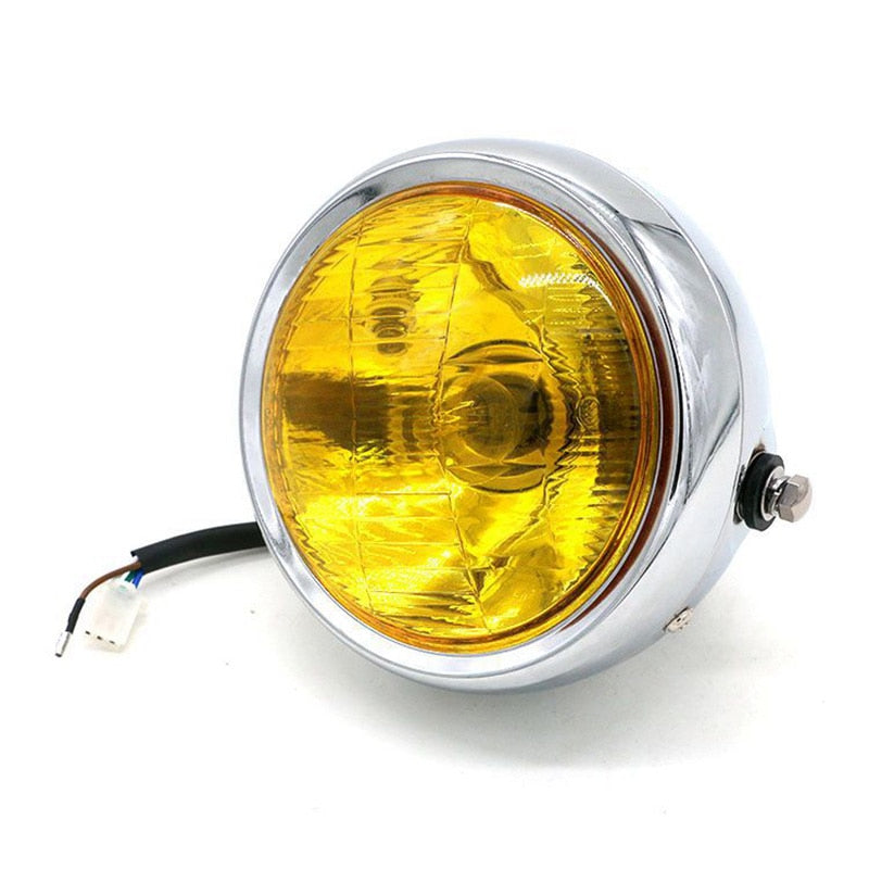 Universal Motorcycle Refit Headlight with Brackets DC 12V Motorbike Vintage Head Lamp Scooter Round Spotlight Motor Front Lights