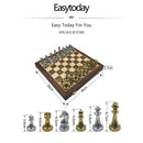 Easytoday Metal Glossy Golden And Silver Chess Pieces Solid Wooden Folding Chess Board High Grade Professional Chess Games Set