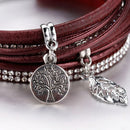 Amorcome Vinatge Tree of Life Charm Leather Bracelets for Women Boho Rhinestones Double Wrap Bracelets &amp; Bangles Female Jewelry