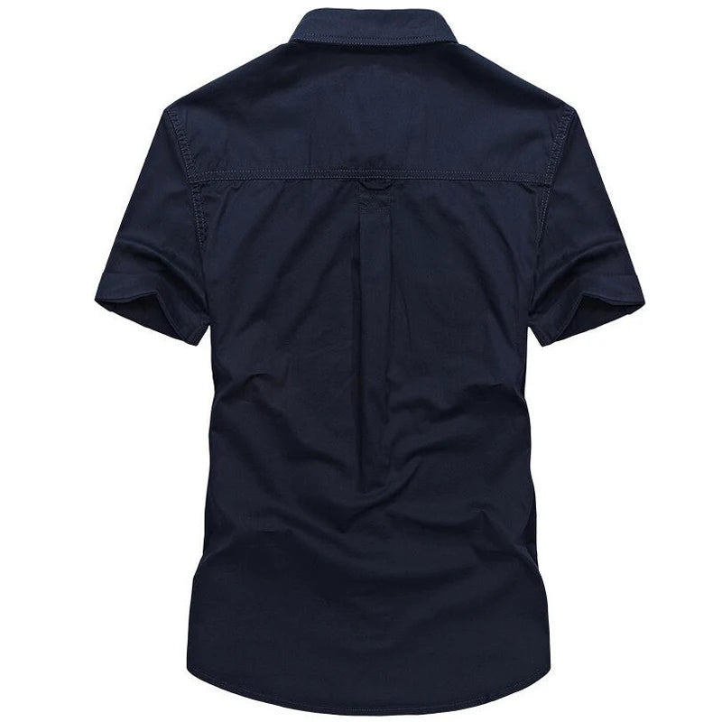 Military Shirt Men Casual 100% Cotton Short Sleeve Army Shirts Camisa Masculina Social Shirt Mens Fashion Outwear Summer Clothes