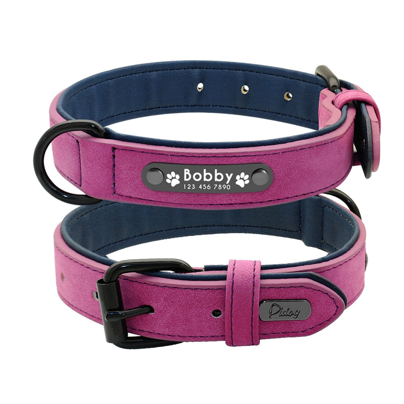 Leather Dog Collar Leash Set Personalized Customized Dogs Collars 2 Layer Leather Dog Leash For Small Medium Large Dogs Pitbull