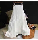 Womens Fashion Pleated Midi Long Skirt Female Korean Japanese Casual High Waist Skirts Jupe Faldas 10 Colors 2021 Spring SK295