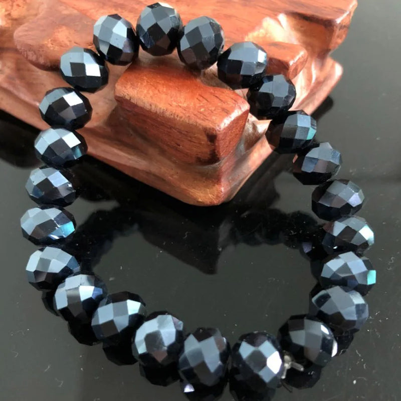 Charm Handmade Women's 10mm Rhinestone Glass Crystal Beaded Round Beads Stretch Bracelet Bangle Bracelets Girl Wrap Jewelry