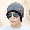 Heiße Sturmhaube Gestrickte Mütze Schal Kappe Nackenwärmer Wintermützen für Herren Damen Skullies Beanies super warme Fleece Maske Papa Mütze