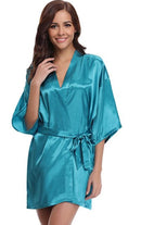 RB032 2018 Neuer Seidenkimono Bademantel Damen Seidenbrautjungfern Roben Sexy Marineblaue Roben Satin Robe Damen Morgenmäntel
