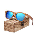 BARCUR Vintage Natura Zebra Wood Sunglasses Women Men Square Sun glasses Polarized Retro Sunglasses