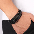 TYO Stainless Steel Top Quality Jewelry Male Black/Brwon Leather Bracelet Men Braided Multilayer Fashion Punk Wholesale