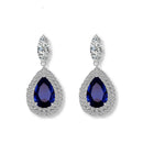 Fashion Vintage Flower Blue Water Drop Earrings Women Crystal Stone Long Tassel Earrings Cubic Zirconia Pearl Women Earrings