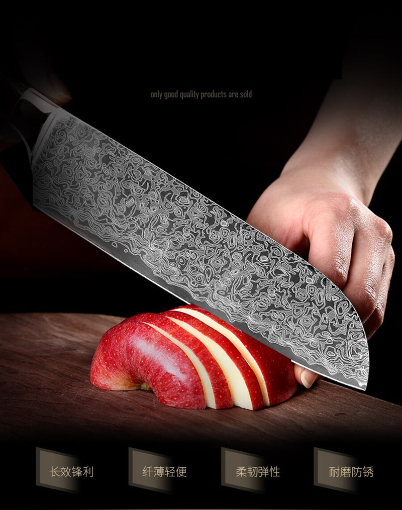 XITUO  stainless steel  kitchen knives Japanese Damascus Pattern chef knife sets Cleaver Paring Santoku Slicing utility tool