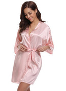 RB032 2018 Neuer Seidenkimono Bademantel Damen Seidenbrautjungfern Roben Sexy Marineblaue Roben Satin Robe Damen Morgenmäntel