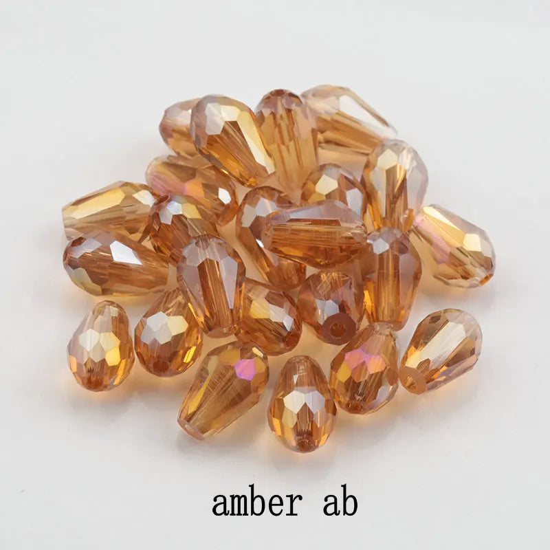 60/70PCS 8/10mm Crystal Tear Drop Shape Beads for Jewelry Making Waterdrop AB Glass Beads Loose Jewellery Beads DIY Bracelets