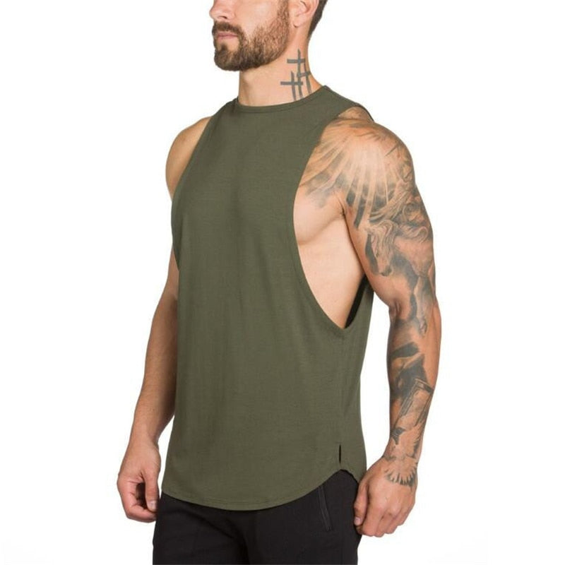 Brand Gym Stringer Clothing Bodybuilding Tank Top Men Fitness Singlet Sleeveless Shirt Solid Cotton Muscle Vest Undershirt