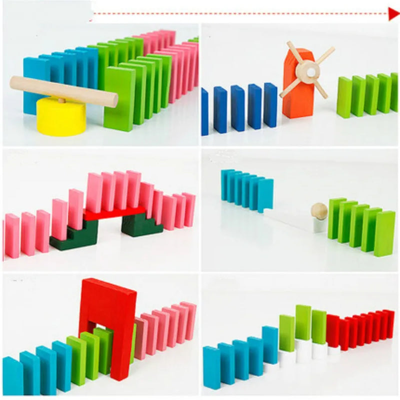 Kids Wooden Domino Institution Accessories Organ Blocks Rainbow Jigsaw Dominoes Montessori Educational Wood Toys for Children