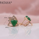 PATAYA New Arrivals 585 Rose Gold Color Triangular Cubic Zirconia Dangle Earrings Women Wedding Party Earring Fine Cute Jewelry