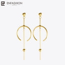 Enfashion Circle Line Dangle Earrings Gold color Earings Stainless steel Drop Earrings For Women Long Earring Jewelry brinco