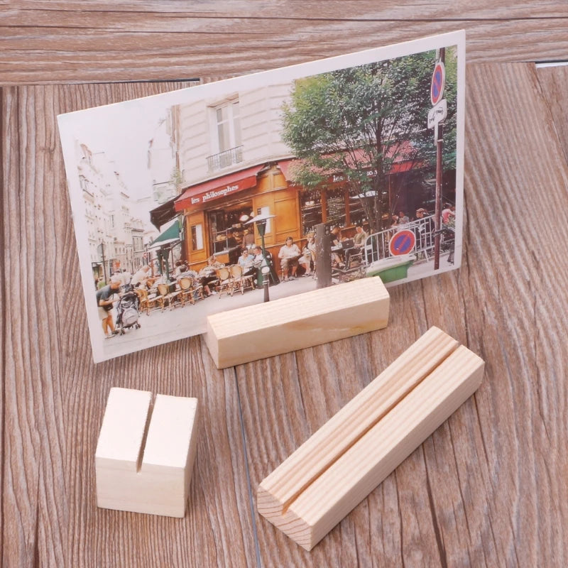 Natural Wood Memo Clips Photo Holder Clamps Stand Card Desktop Message Crafts Nov-26A