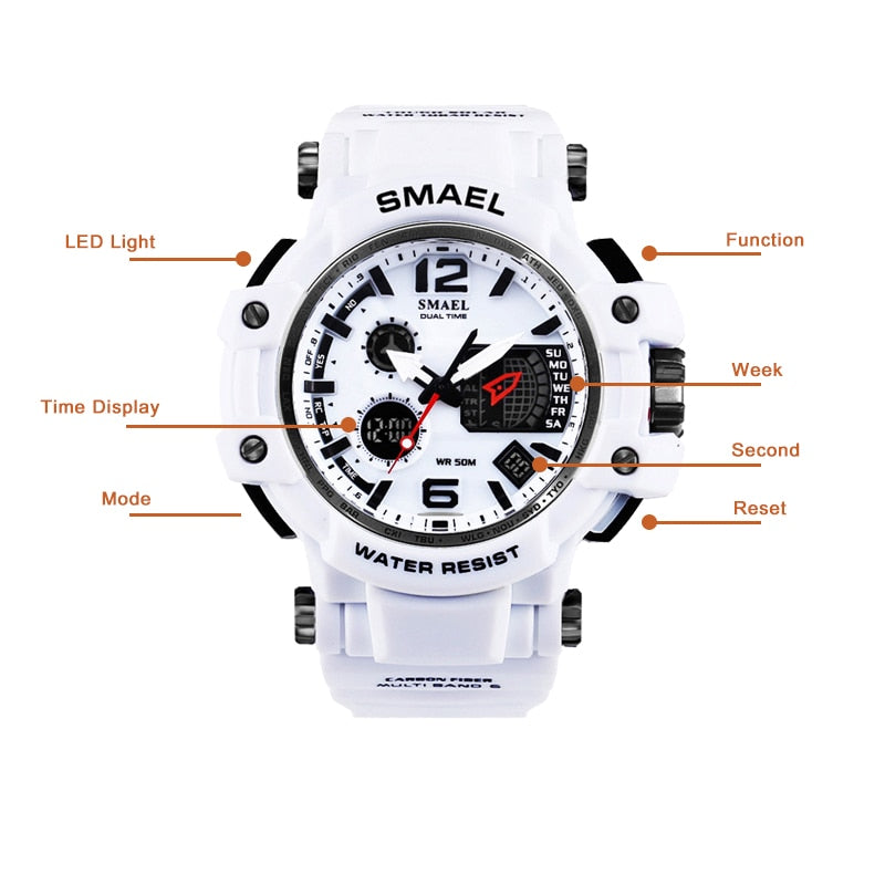 SMAEL Men Quartz Digital Watch Men‘s Sport Watches Electronic Military Wrist watch Male Waterproof Clock 1509 Relogios Masculino