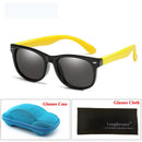 LongKeeper Spiegel Kinder Sonnenbrillen mit Etui Jungen Mädchen Polarisiert Silikon Sicherer Sonnenschutz Brille Geschenk Für Kinder Baby UV400 Gafas