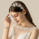 Jonnafe Silver Color Leaf Bridal Tiara Headband Women Prom Hair Crown Pearls Jewelry Crystal Wedding Headpiece Hair Acccessories