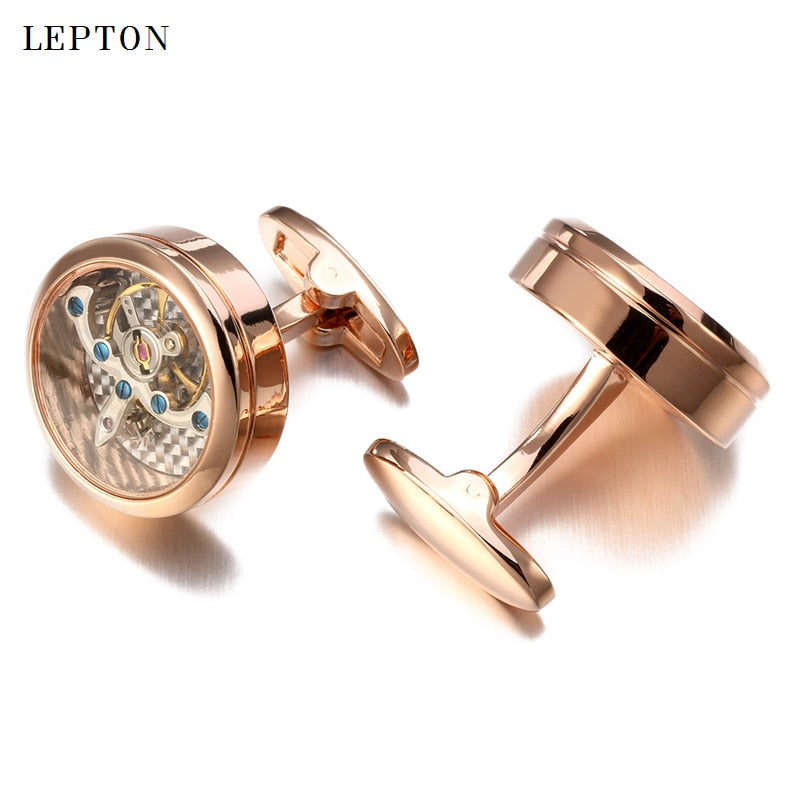 High quality Movement Tourbillon Cufflinks For Mens Wedding Groom Mechanical Watch Steampunk Gear Cufflinks Relojes Gemelos