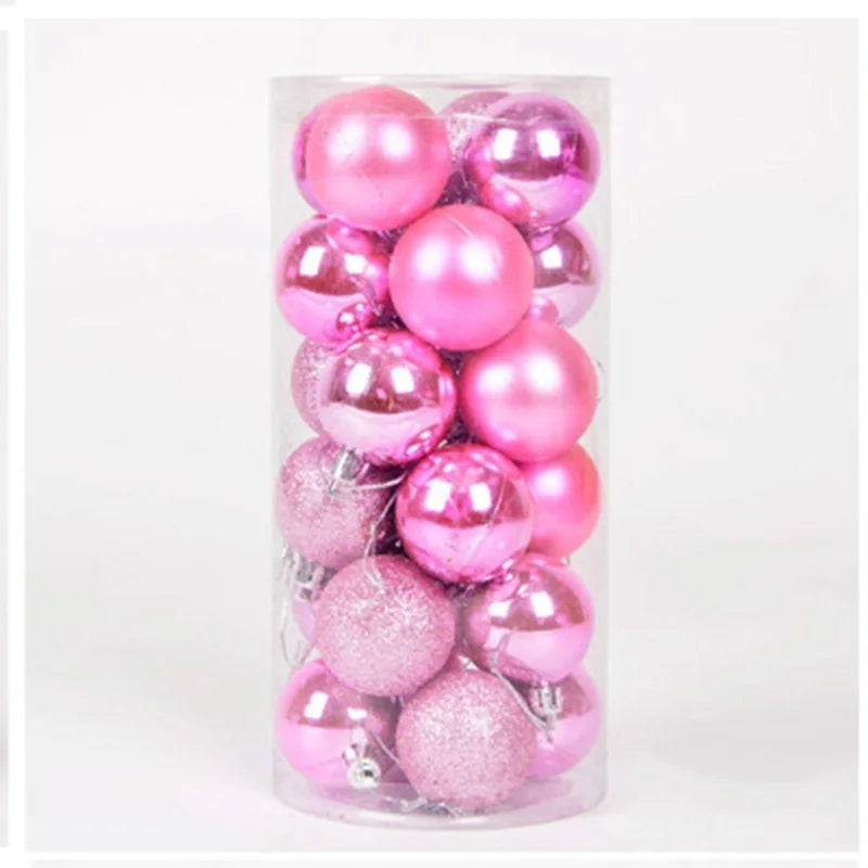 PGY 24PCS Christmas Balls Christmas Tree Decorations Xmas Ornaments 3cm/4cm/6cm/8cm Polystyrene Ball USA New Year Gifts Home A