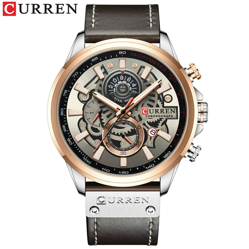 CURREN Watch for Men Top Brand Watches Leather Strap Wristwatch Fashion Chronograph Sport Quartz Clock Male Gift