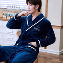 Liebhaber Korallenfleece Robe Herbst Winter Warme Schlafanzug Frauen Männer Verdicken Flanell Bademantel Lounge Nachthemd Hauskleidung Übergröße
