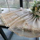 Retro Tassels Short Curtains For Kitchen Beige Cotton Linen Lace Half Tulle Curtain Wine Cabinet Door Christmas Decor Curtain