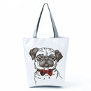 New Lady Tote Bags Black White Cute Cat Printed Fabric Eco Handbag High Capacity Shopping Office Reusable Casual Shoulder Bag