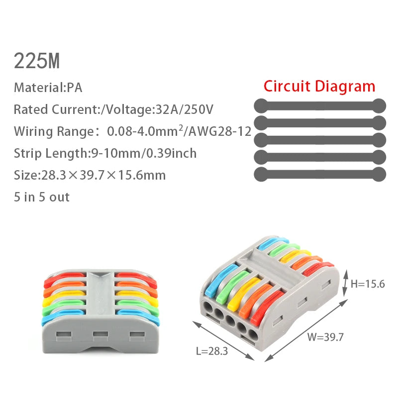 20PCS Quick Cable Splitter Push-in Wire Connector Universal Compact Conductor Wiring Terminal Block For ELECTRICAL Connection