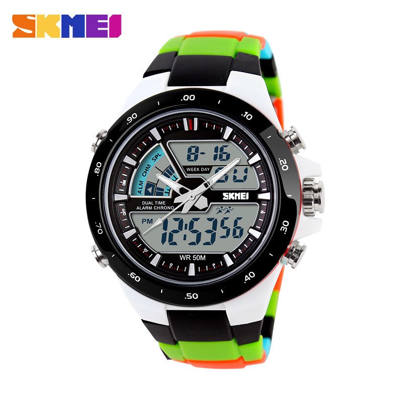 SKMEI 1016 Brand Sport Watch for Men 5Bar Waterproof Stopwatch Dual Display Wristwatches Men&