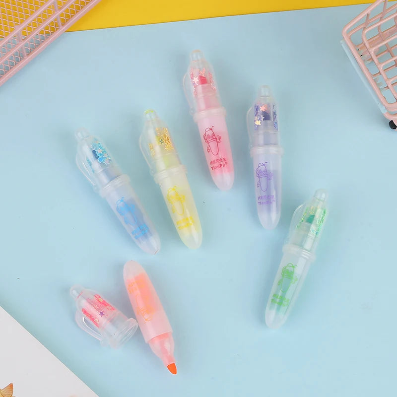 1 PCS Cute Highlighter Wine Bottle Ice Cream Fountain Pen Lovely Cartoon Paint Marker Pen School Office Office Stationery Supply