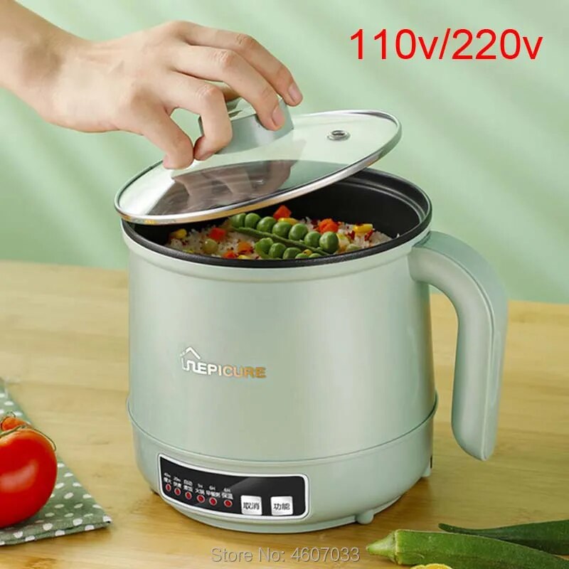 110V 220v Electric cooker hotpot mini dormitory student pot heat pan egg cooking noodle soup rice cooking non-stick pot steamer