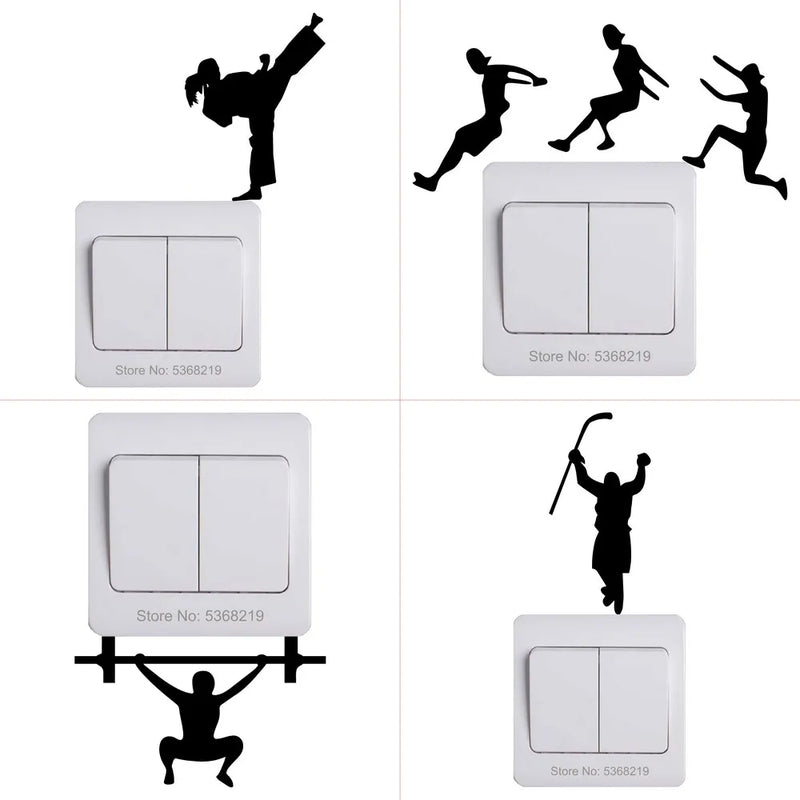 Kids Room Children Bedroom Wall Switch Decoration Sports Sticker Football/Basketball/Tennis/Figure Skating/Surfing/Yoga/Climbing